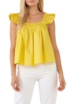 English Factory Ruffle Detail Cotton Tank In Yellow