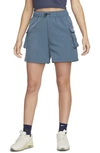 Nike Sportswear Essential Woven High Waist Shorts In Ash Green/ White