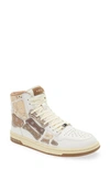Amiri Skel Top Bandana-print Leather High-top Trainers In White/ Brown