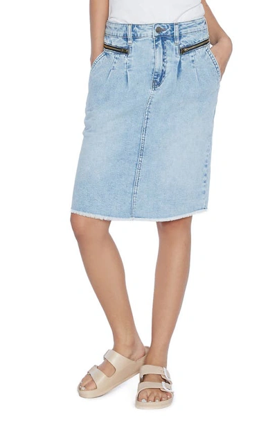 Wash Lab Denim Zip Pocket Denim Midi Skirt In Leo Blue