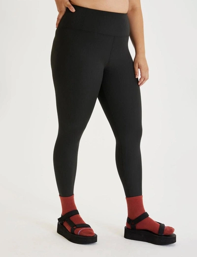 Girlfriend Collective Rib High Waisted Legging In Black