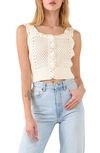 English Factory Scallop Detail Button Detail Knit Tank Top In Ivory