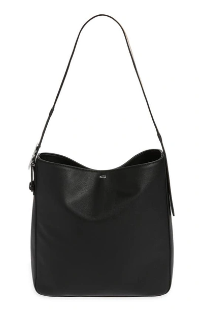 Hugo Boss Amber Faux Leather Hobo Bag In Black