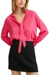 Mango Tie-neck Blouse Fuchsia