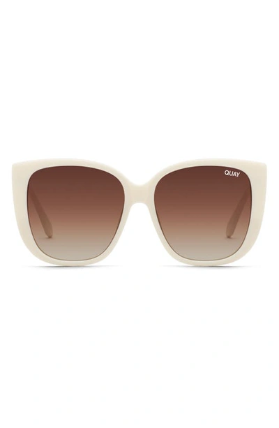 Quay Ever After 54mm Polarized Gradient Square Sunglasses In White,brown Polarized