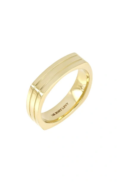 Bony Levy 14k Gold Square Edge Stripe Ring In 14k Yellow Gold