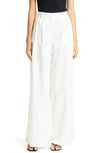 Nili Lotan Dillon Pleated Stretch-cotton Twill Wide-leg Pants In White