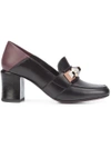 Fendi Rainbow Studded Leather Block Heel Loafer Pumps In Blk-bord