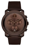 Movado 'BOLD' CHRONOGRAPH LEATHER STRAP WATCH, 44MM,3600420