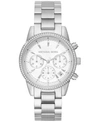 Michael Kors Ritz Studded Stainless Steel Chronograph Bracelet Watch Mk6428 In Silver