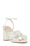 Loeffler Randall Camellia Pleated Knot High-heel Sandals In Pearl/ Rhinestone