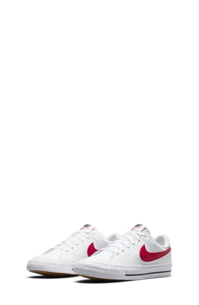 Nike Kids' Court Legacy Sneaker In White/bright Crimson/team Red