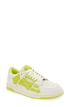 Amiri Skel-top Neon Colour-block Leather Sneakers In White/ Lime