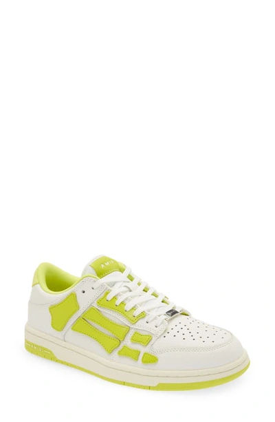 Amiri Skel-top Neon Colour-block Leather Sneakers In White