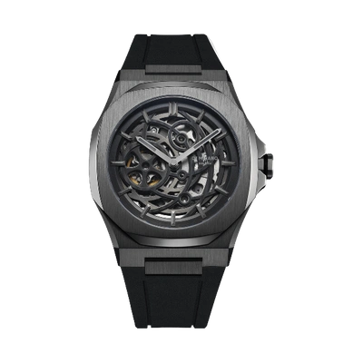 D1 Milano Watch Skeleton Rubber 41.5 Mm In Gun Metal