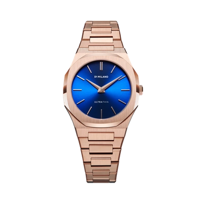 D1 Milano Watch Ultra Thin Bracelet 34 Mm In Blue/rose Gold