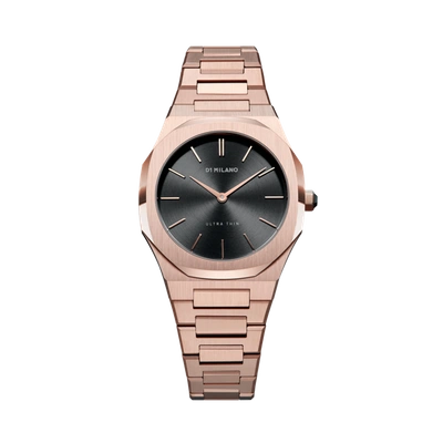 D1 Milano Watch Ultra Thin Bracelet 34 Mm In Black/rose Gold