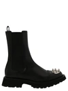 Alexander Mcqueen Ankle Boots With Studs In Black Leather In Black
