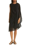 Kobi Halperin Sheila Asymmetric Overlay Dress In Black