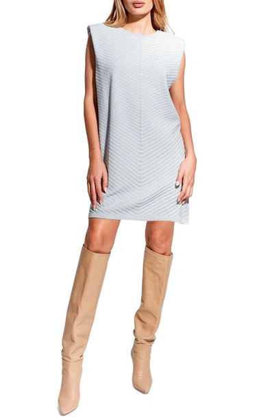 As By Df Georgia Metallic Padded Shoulder Shift Dress In Blue