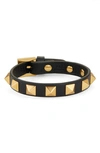 Valentino Rockstud Calf Leather Bracelet In Nero