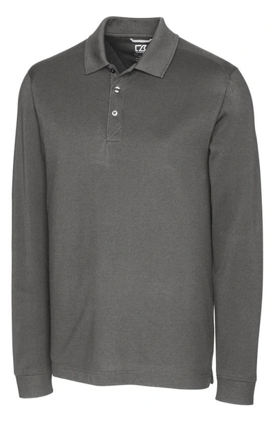 Cutter & Buck Advantage Tri-blend Long Sleeve Polo In Elemental Grey