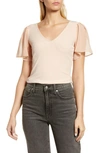 1.state Flutter Sleeve Rib Knit T-shirt In Villa Pink