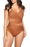 Miraclesuit Network Mystique Underwire One-piece Swimsuit In Scotch Brown