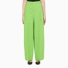 ANOUKI FLUO GREEN PALAZZO TROUSERS IN LINEN