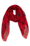 Alexander Mcqueen Skull Silk Scarf In Laquere/ Blue