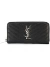 Saint Laurent Women's Monogram Matelasse Leather Zip-around Wallet In Black