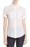 Equipment Short-sleeve Slim Signature Silk Blouse, Bright White In Bright White