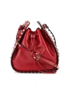 Valentino Garavani Red Rockstud Leather Bucket Bag In Black