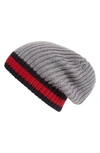 Gucci Stripe Wool Beanie In Dark Grey