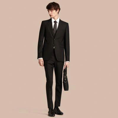 Burberry Modern Fit Wool Part-canvas Suit In Black