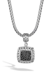 John Hardy Sterling Silver Classic Chain Medium Square Pendant With Black Sapphire In Black/silver