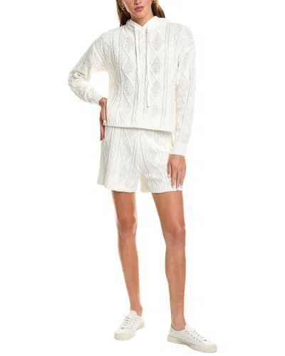 525 America 2pc Sutton Chenille Cable Hoodie & Short Set In White