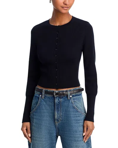 525 America 525 Crewneck Cardigan Sweater In Black