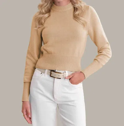 525 America Adeline Cropped Cotton Sweater In Tan In Neutral
