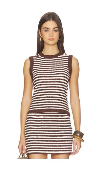 525 America Alessia Teddy Stripe Crew Neck Tank In Brown