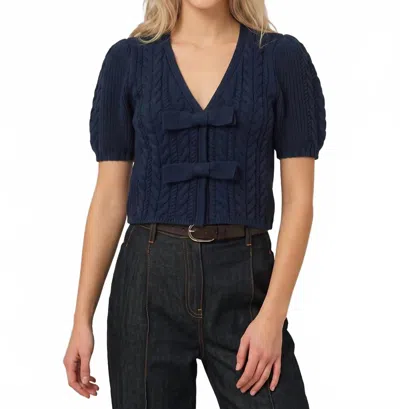 525 America Alexander Bow Cardigan In Dark Blue