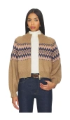 525 America Alma Fairisle Zip Front Cardigan In Multi