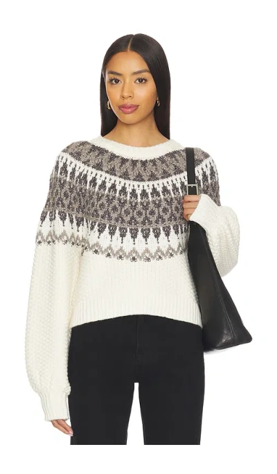 525 America Alora Long Sleeve Fair Aisle Top In White