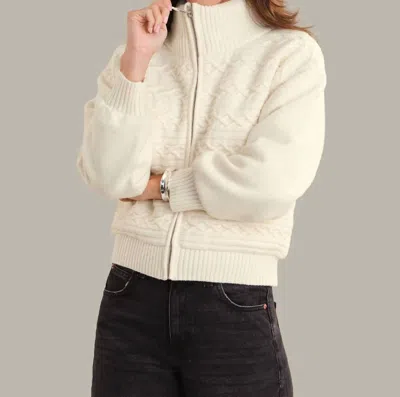 525 America Alpine Cable Knit Zip Up In Sea Salt In Neutral