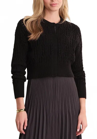 525 America Amara Cropped Cable Cardigan In Black In Multi