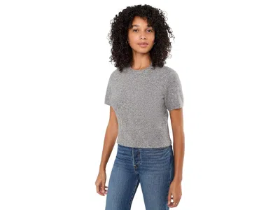 525 America Andie Short Sleeve Sweater T-shirts Women's Sweater Heather Grey: Lg, Acrylic/polyester/spandex In Gray