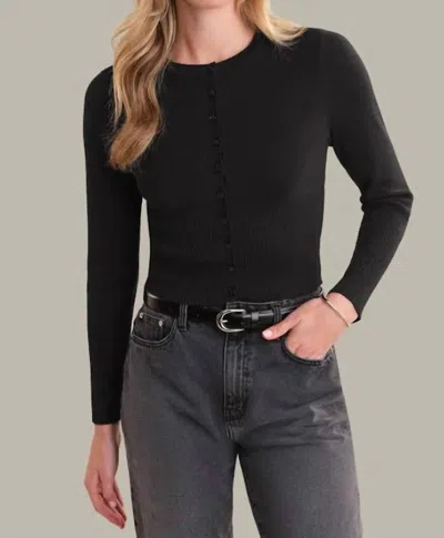 525 America Anne High Rib Waist Cardigan In Black