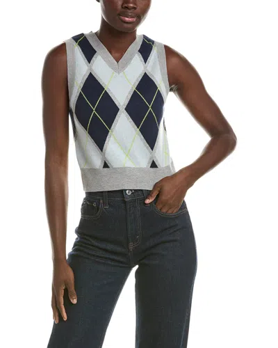 525 America Argyle Cropped Vest In Gray