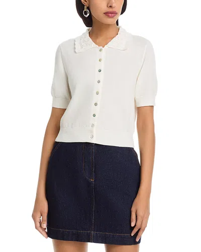 525 America Ariel Peter Pan Collar Cardigan In White