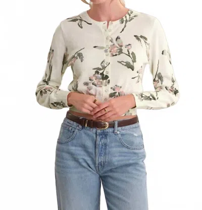 525 America Aster Floral Button Down Cardigan In Chalk Combo In Neutral